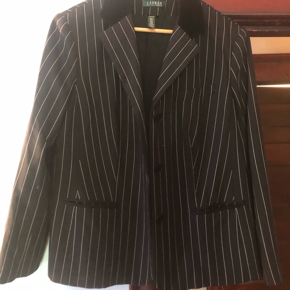 Lauren Ralph Lauren Black pin stripe Blazer with velvet collar
